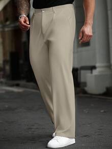 Manfinity Homme Pantalones largos casuales versátiles de unicolor para hombre talla grande - Albaricoque - Ver 4