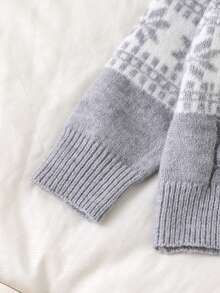 SHEIN Baby Boy Geometric Pattern Raglan Long Sleeve Sweater And Knit Pants Casual Set Autumn Fall - Multicolor - View 5