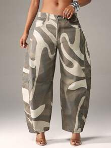 Denimoi Women's Casual Everyday Denim Jeans With Pocket, Button And Colorblock Design - Brown - View 1