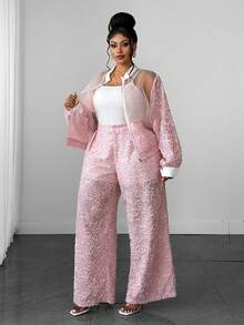 Maweii New Patchwork Casual Long Sleeve 2 Pieces Set Fall - Pink - View 3