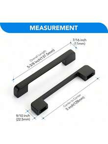 6Pcs Black Aluminum Cabinet Handles, Solid American Style Drawer Pulls With Mounting Screws, Polished Surface Furniture Hardware For Kitchen Cabinets - Black - View 8