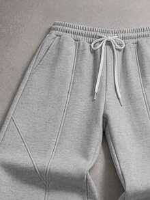 STYNVO Men's Solid Color Drawstring Waist Wide Leg Loose Casual Sweatpants - Light Grey - View 3