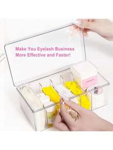 1PC, Transparent Portable Eyelash Extension Storage Box (With Lid) - Suitable For Eyelash Stylists, Ideal For Storing Beauty Products And Cosmetics - Multicolor - View 3