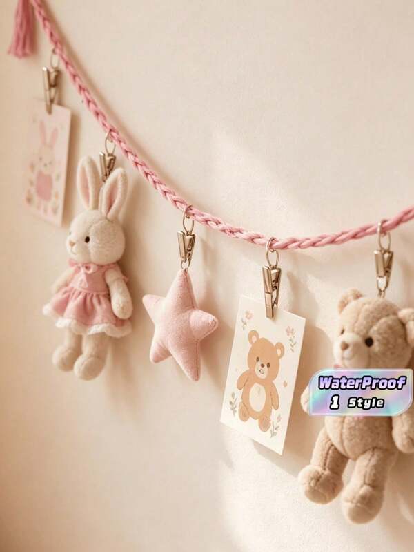 Rantai Penyimpanan Mainan Gantung Dinding Dilengkapi dengan 20 Klip Logam, Organizer Pajangan Boneka Binatang, Dekorasi Penyimpanan Mainan Gantung Sudut untuk Kamar Bayi, Ruang Bermain, dan Kamar Tidur