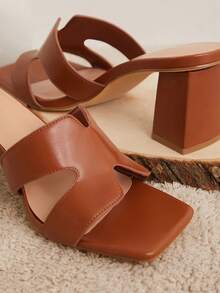 SHUZIA H Band Slide Heel Sandal Holiday Vacay Vibe For Summer Shoes Spring Shoes Spring Break Easter Prom Heels Wedding Shoes Valentine's Day Summer Shoes - Maroon - View 6