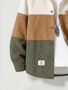 SHEIN Vacaura Jaket Fleece Berkerudung Corduroy Kasual Dasar untuk Anak Laki-Laki - MultiWarna - View 4