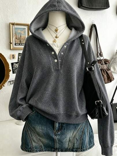 Lalippa Women's Solid Color Hooded Casual Daily Long Sleeve Sweatshirt