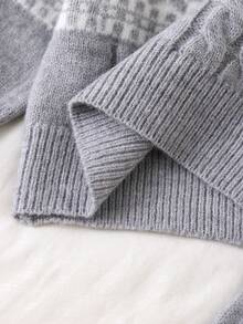 SHEIN Baby Boy Geometric Pattern Raglan Long Sleeve Sweater And Knit Pants Casual Set Autumn Fall - Multicolor - View 6