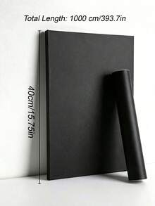 1 Roll Matte Black Thickened Self-Adhesive Wallpaper, Waterproof Easy Peel & Stick Decor Film For Cabinets, Countertops, Walls & Tables - Black - View 8