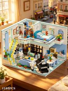 Luxury 639 Pcs Mini Building Blocks Set, Stress Relief Creative House Puzzle Toy For Adults, Exquisite Bedroom Scene Model With Stickers, Decorative Desktop Ornament, Perfect Birthday Gift, Fun DIY Assembly Game Kit For Home Decoration - Multicolor - View 23