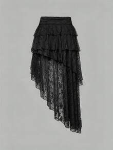 Sweetra 女款蕾絲休閒波希米亞風優雅百搭日常早午餐度假裙 派對假期黑色花卉秋季 - 黑色 - 查看 2