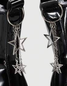 ROMWE Grunge Punk 2pcs/Set Punk Style Star Shaped Shoe Decoration Fall - Silver - View 1