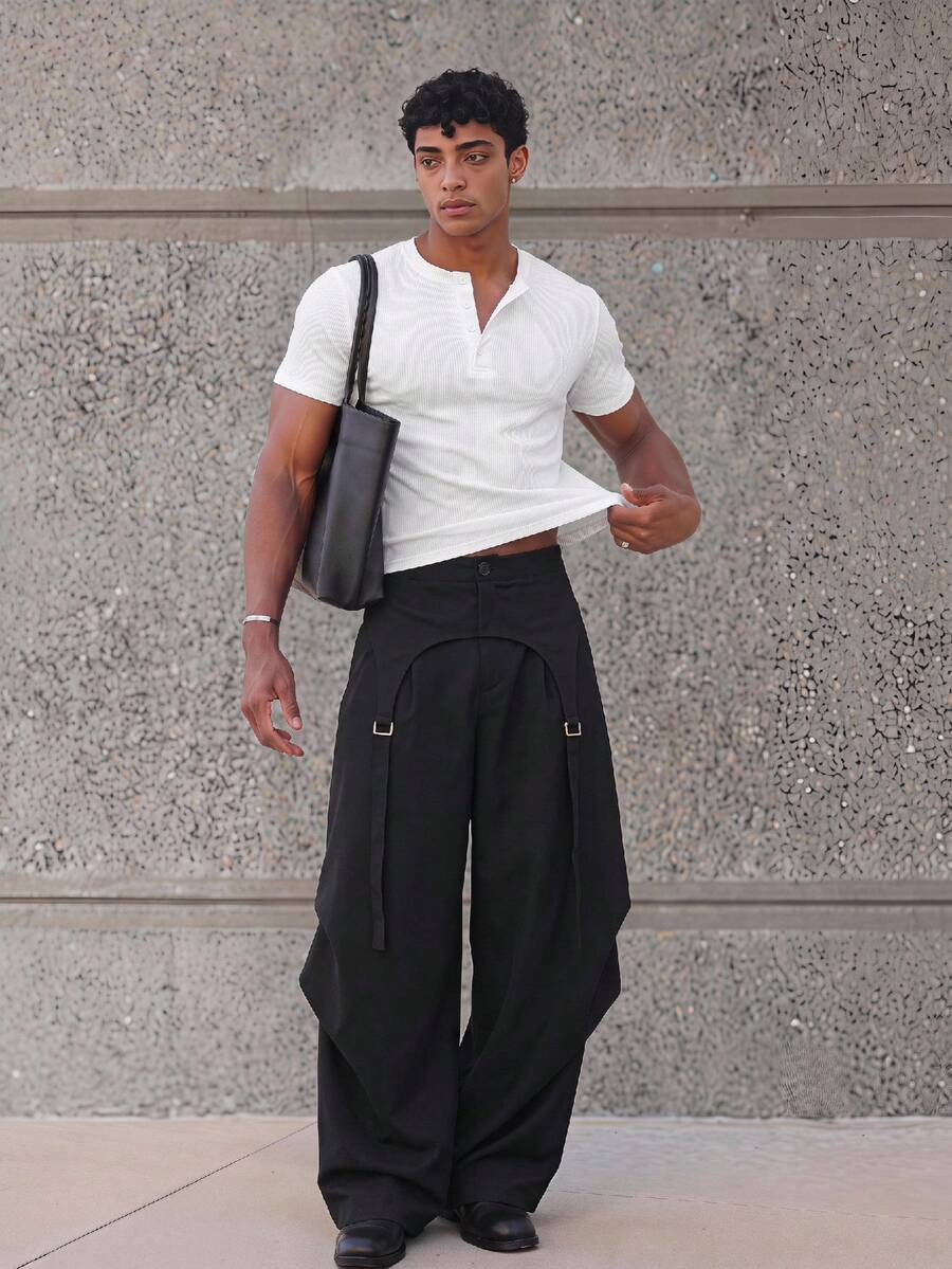 ESTAVOR 男士夏季休閒寬鬆版型短袖白色標準尺寸對比色熱轉印印花T恤 - 白色 - 查看 1