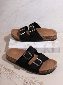 VACAZURE Summer Casual Versatile Simple Platform Sandals For Christmas Valentine's Day Summer Shoes - Black - View 2
