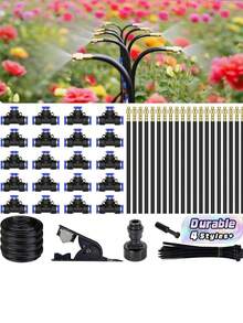 5‑M/10‑M/15‑M/20‑M DIY Greenhouse Garden Watering System, Universal Mist‑Cooling Kit Made Of Plastic, Electricity‑Free, Compliant With European And American Thread Standards, Suitable For Plant And Courtyard Mist Cooling - multicolor - View 1