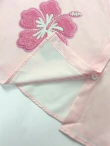 Lalippa 女款花卉刺繡落肩長袖單排扣休閒襯衫 - 彩色 - 查看 6