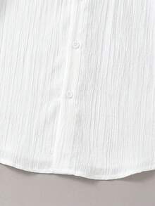 SHEIN Camisa de manga corta tejida ajustada con cuello y botones de unicolor estilo vacaciones para niño preadolescente - Multicolor - Ver 4