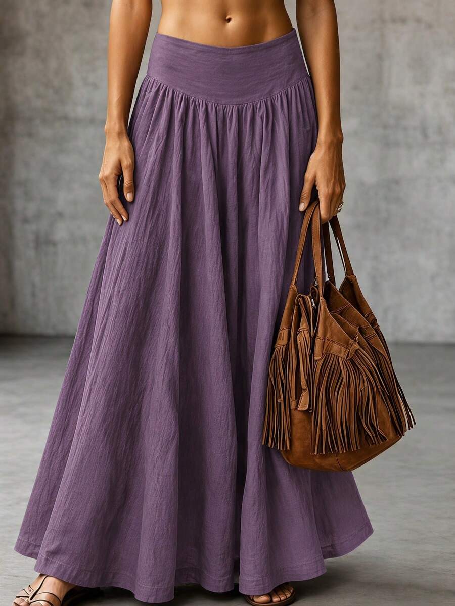 SHEIN Women's Summer A-Line Skirt & Purple Skirt, Country Style Outfit, Ideal For Country Concert, Beach, Holiday Night And Vacation