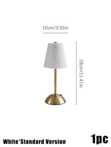 Modern Pleated Fabric Shade Table Lamp, Brass Gold Metal Base Bedside Desk Lamp, Minimalist Decor Night Light For Bedroom Living Room Home Decor - multicolor - View 7