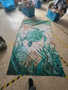 1件大尺寸海龜印花防水防沙輕量耐用聚酯纖維波希米亞風沙灘毯，適用旅行露營野餐戶外居家裝飾禮物 - 彩色 - 查看 11