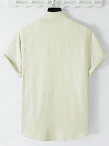 Manfinity Homme Men's Solid Color Single-Breasted Casual Commute Short Sleeve Shirt - Apricot - View 2