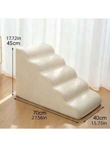 1pc Layer Beige Pet Climbing Ramp Stair Anti Slip Base Soft Wear Resistant Foam Step With Removable Washable Cover Joint Supportive Ladder For Senior Injured Pets Indoor Bed Sofa Access Portable Pet Ramp Furniture Helper - Beige - View 8