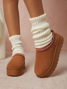 SHUZIA Women Fresh Height Braided Collar Clogs-Cozy Platform Slippers, Memory Foam Insole, Anti-Slip Sole Holiday Vacay Vibe For Summer Shoes Spring Shoes Spring Break Easter For Christmas Valentine's Day - Camel - View 3
