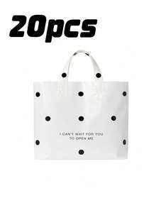 20 Pack Thickened Plastic Gift Tote Bag, Valentine's Day Party Gift Bag, Pink Simple Style Gift Bag, Light And Easy To Carry, Pink And White Dot Pattern, Suitable For Wedding, Shopping, Birthday Gift And Party Prize Bag - White - View 8
