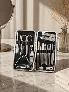 19Pcs Gold Manicure & Pedicure Tool Set With Storage Case, Portable Stainless Steel Nail Care Kit For Women Men, Complete Nail Clipper Set For Travel Home Salon Gift - Multicolor - View 10