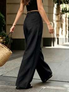 Balvessa Women's Floral Print Casual Vacation Long Pants - Black - View 2