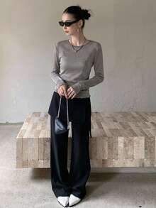 FRIFUL Women's Mesh Sheer Top, Summer Apparel - Grey - View 2