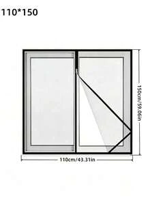 1PC Polyester SelfAdhesive WindowScreen MosquitoProof NoDrill EasyInstall Zipper Closure Removable Washable DurableFrench Grey For Home Bedroom Kitchen Summer - Grey - View 14
