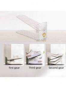 1件透明綠色三檔可調式鞋架，鞋子收納神器，塑膠雙層鞋收納架，簡約家用整合式鞋架，適用於多款鞋子 - 無色 - 查看 7