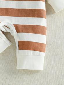 SHEIN Macacão de Algodão Macio Branco com Estampa de Urso Fofo de Manga Longa e Gola Redonda para Recém-Nascido, Sessão de Fotos, Outono, Tropical - Multicolorido - Visão 5