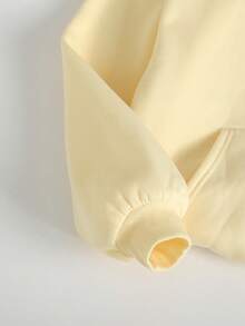 Tween Girls Cream Yellow Front Zipper Hoodie With Embroidered & Sweatpants Tracksuit 2Pcs Set - Yellow - View 7