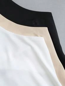 Sweetra 女款春夏休閒度假舒適百搭U領修身黑色白色咖啡色3件式背心套裝 - 彩色 - 查看 8