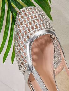 SHUZIA Women's Pointed Toe Comfort Soft PU Slip On Flats Valentine's Day - Silver - View 6