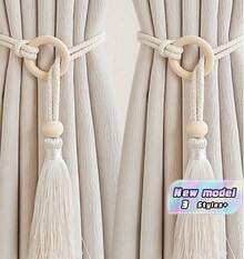 Bohemian Style Hand Woven Curtain Straps With Wooden Beads And Tassel Decorations, Suitable For Home Decoration - Curtain straps and drapery sets - View 1