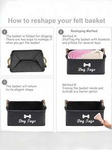 1pc Waterproof Soft Fabric Dog Toy Storage Basket With Handles Durable Portable Multipurpose Pet Toy Organizer Bin For Home Bedroom Pet Supplies Daily Organization - Multicolor - View 7