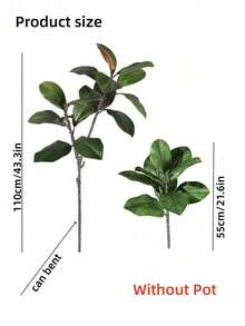 1 Pc 3.6 Ft Artificial Magnolia Tree, Lifelike Faux Silk, Autumn Tropical Style, Green, Tree Shape, Ficus Rubber Tree Leaves, Violin Leaves, Artificial Greenery, For Home, Garden, Office, Balcony, Living Room, Wedding, Party Decor, Indoor Decoration. - Multicolor - View 9