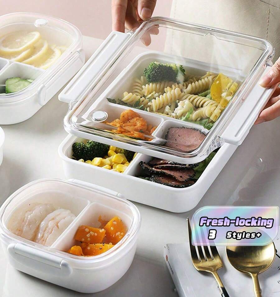 1個水果便當盒,適合小學生使用,便攜保鮮飯盒,幼兒園兒童外帶早午餐盒 - 白色 - 查看 1