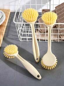1pc Long Handle Kitchen Cleaning Brush Anti Oil Plastic Dish Pot Cutting Board Cleaner Hanging Stove Washing Brush Minor Differences Exist Please Take The Actual Product As Standard - Multicolor - View 6
