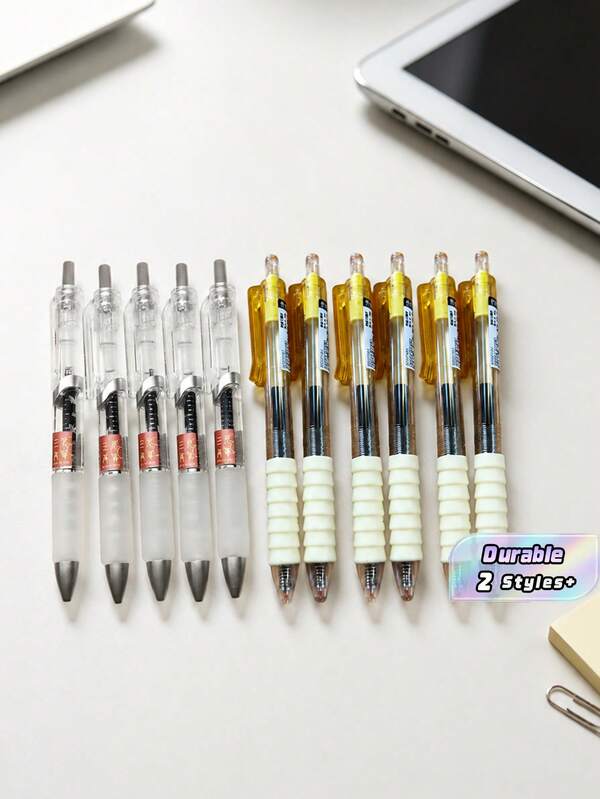 Caneta de Gel Retrátil de Secagem Rápida, Ponta ST 0,5 mm, Tinta Preta de Carbono, Escrita Suave, Caneta para Exames de Estudantes
