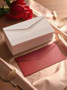 1PC Long Linen Envelope, Wedding Invitation Card Envelope, Western Business Invitation Envelope, Premium Thick Cardstock Envelopes For Gift Cards, Halloween Christmas Greeting Cards - White - View 6