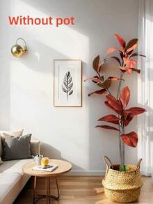 1 Pc 3.6 Ft Artificial Magnolia Tree, Lifelike Faux Silk, Autumn Tropical Style, Green, Tree Shape, Ficus Rubber Tree Leaves, Violin Leaves, Artificial Greenery, For Home, Garden, Office, Balcony, Living Room, Wedding, Party Decor, Indoor Decoration. - Multicolor - View 11