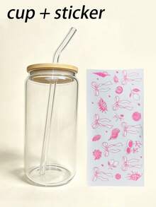 Butterfly & Seashell Decor Glass Straw Cup, Bottle Shaped Straw Cup, Matcha Straw Cup - Best Gift For Friends! - Multicolor - View 16