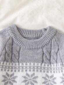 SHEIN Baby Boy Geometric Pattern Raglan Long Sleeve Sweater And Knit Pants Casual Set Autumn Fall - Multicolor - View 3