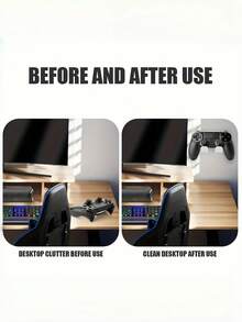 No Drill Wall Mount Game Controller & Headphone Holder, ABS Plastic Display Rack, Practical Hook For Video Game Accessories Storage - multicolor - View 8