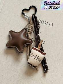 1pc Stylish Coffee Star Knot Bag Accessory Fashionable Personalized Charm Versatile Ornament For Ladies Daily Shopping Travel Handbag Matching Decor - coffee color - View 2
