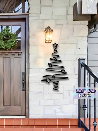 Modern Minimalist Iron Christmas Tree Wall Decor, Spiral Metal Hanging Ornament, Indoor Outdoor Seasonal Decor For Christmas, Easter, Thanksgiving, Suitable For Living Room, Office And Entryway